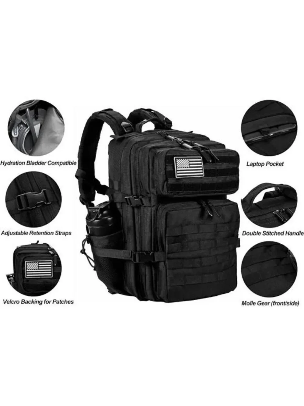 LHI Tactical Backpack 45L Military Molle Hiking Camping Survival Rucksack